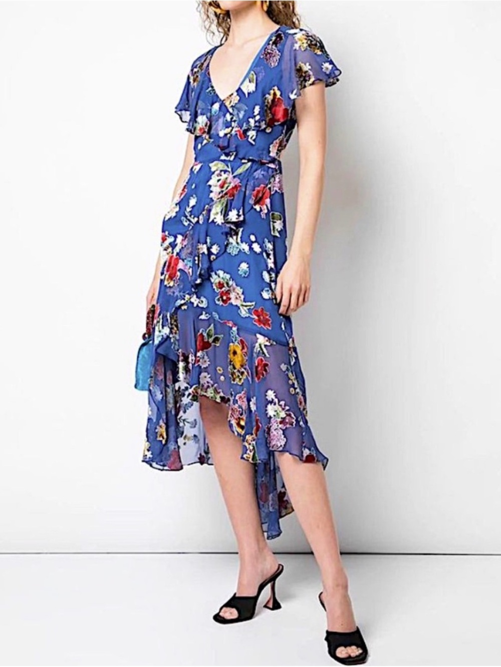 Alice + Olivia Electra Floral Silk Blend Asymmetrical Ruffle Cocktail Dress - Picture 6 of 9